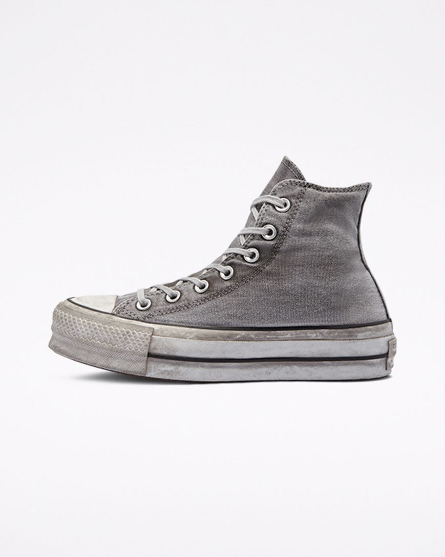 Sapatos Plataforma Converse Chuck Taylor All Star Lift Smoked Lona Cano Alto Feminino Cinzentas Branco | PT M00543P